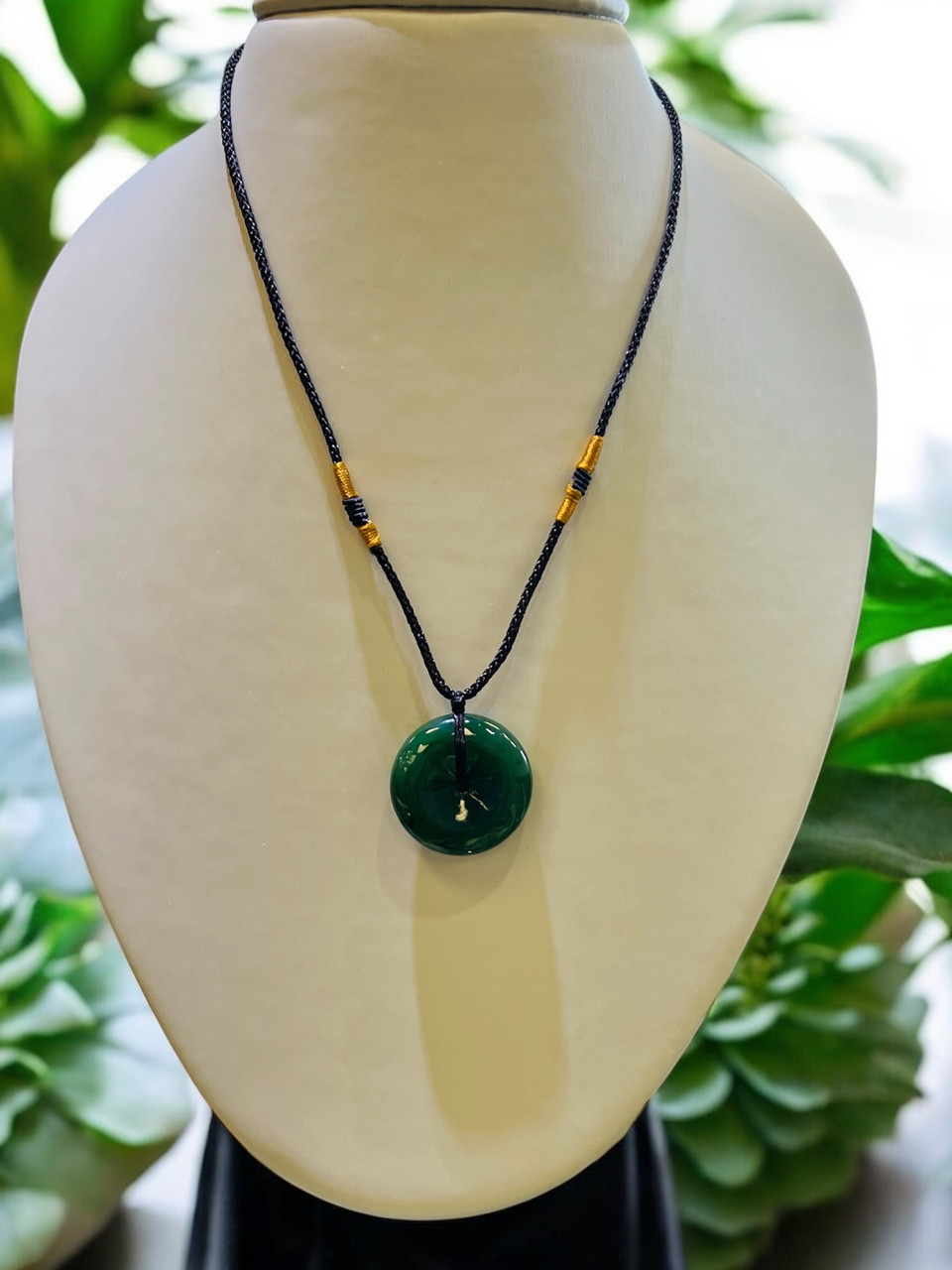 Nephrite Jade Circular Disk Necklace